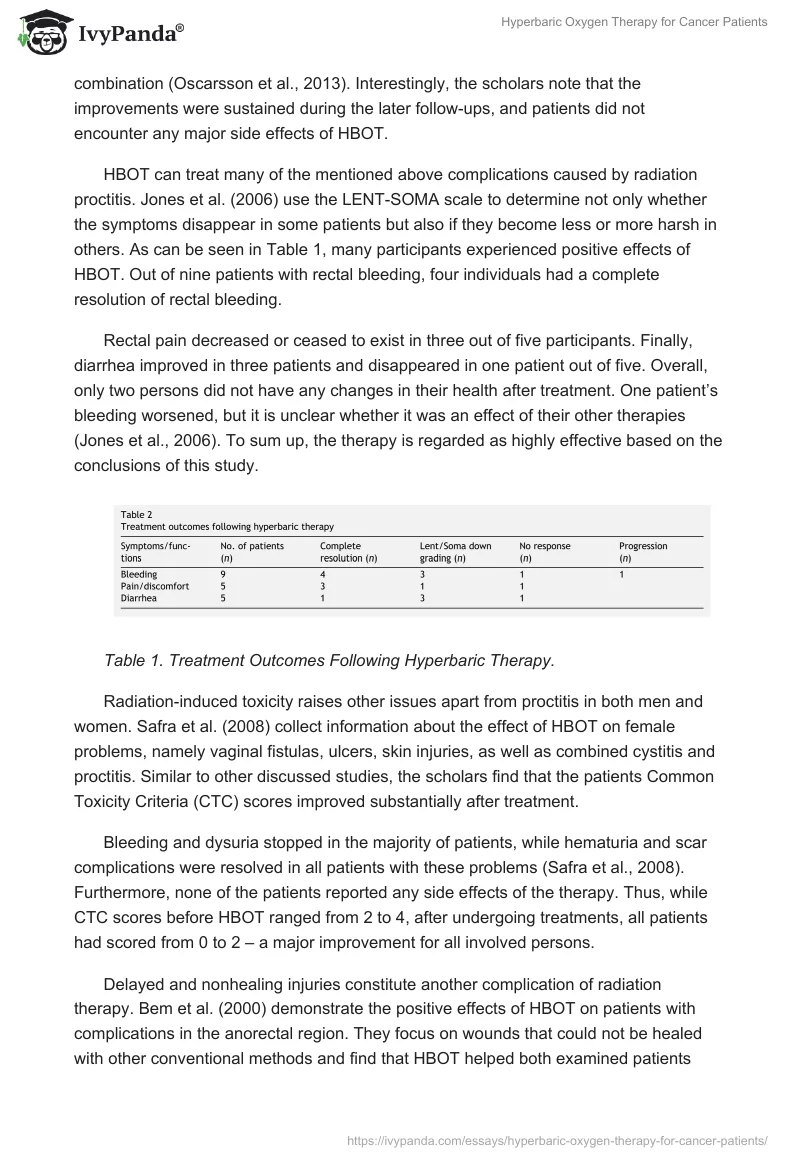 Hyperbaric Oxygen Therapy for Cancer Patients. Page 3