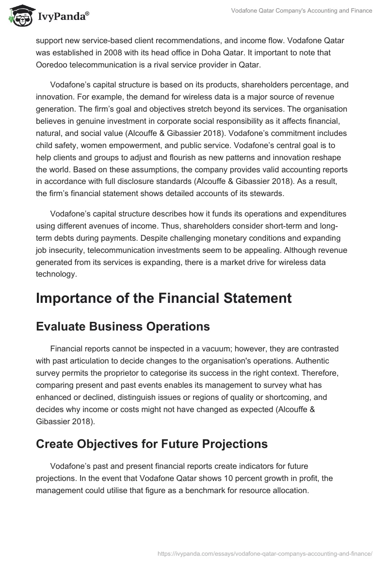 Vodafone Qatar Company's Accounting and Finance. Page 2