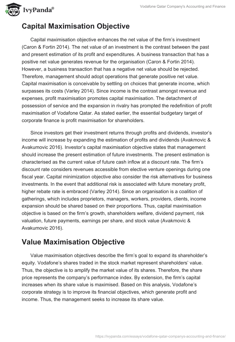 Vodafone Qatar Company's Accounting and Finance. Page 5