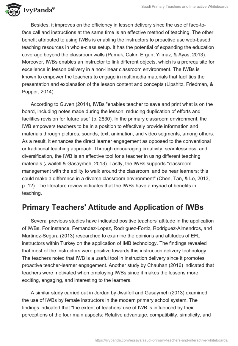 Saudi Primary Teachers and Interactive Whiteboards. Page 2