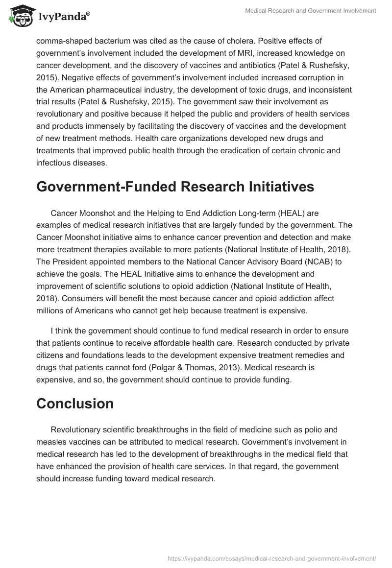 Medical Research and Government Involvement. Page 2