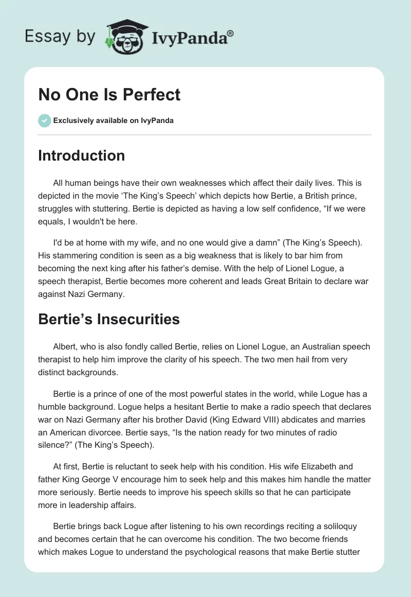 No One Is Perfect. Page 1