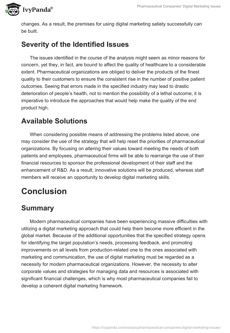 Pharmaceutical Companies' Digital Marketing Issues. Page 5