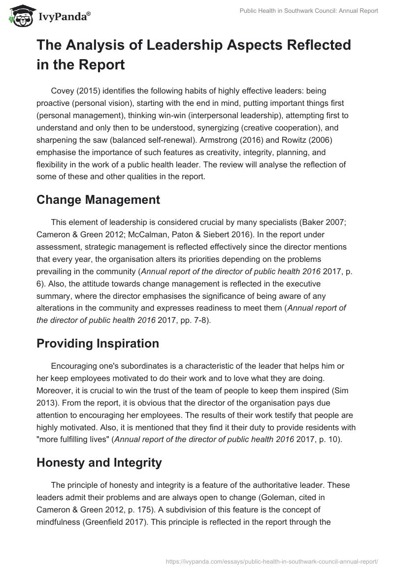 Public Health in Southwark Council: Annual Report. Page 2