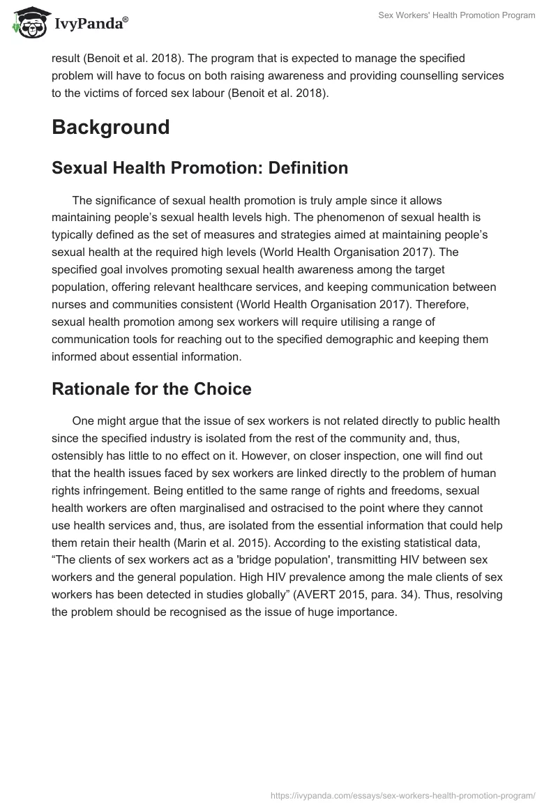 Sex Workers' Health Promotion Program. Page 3