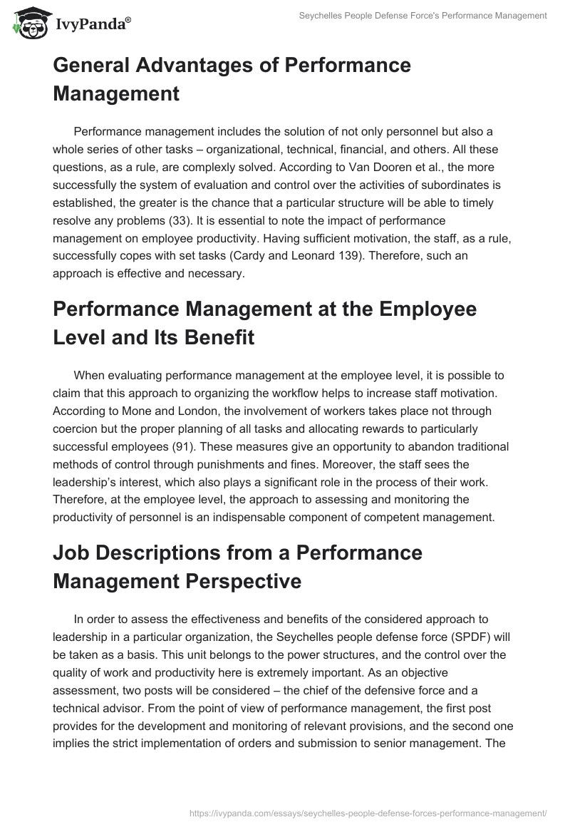 Seychelles People Defense Force's Performance Management. Page 2
