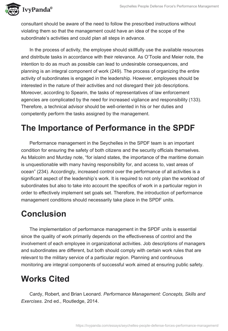 Seychelles People Defense Force's Performance Management. Page 4