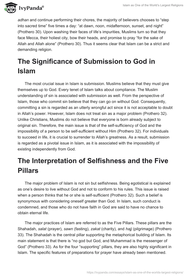 Islam as One of the World’s Largest Religions. Page 2