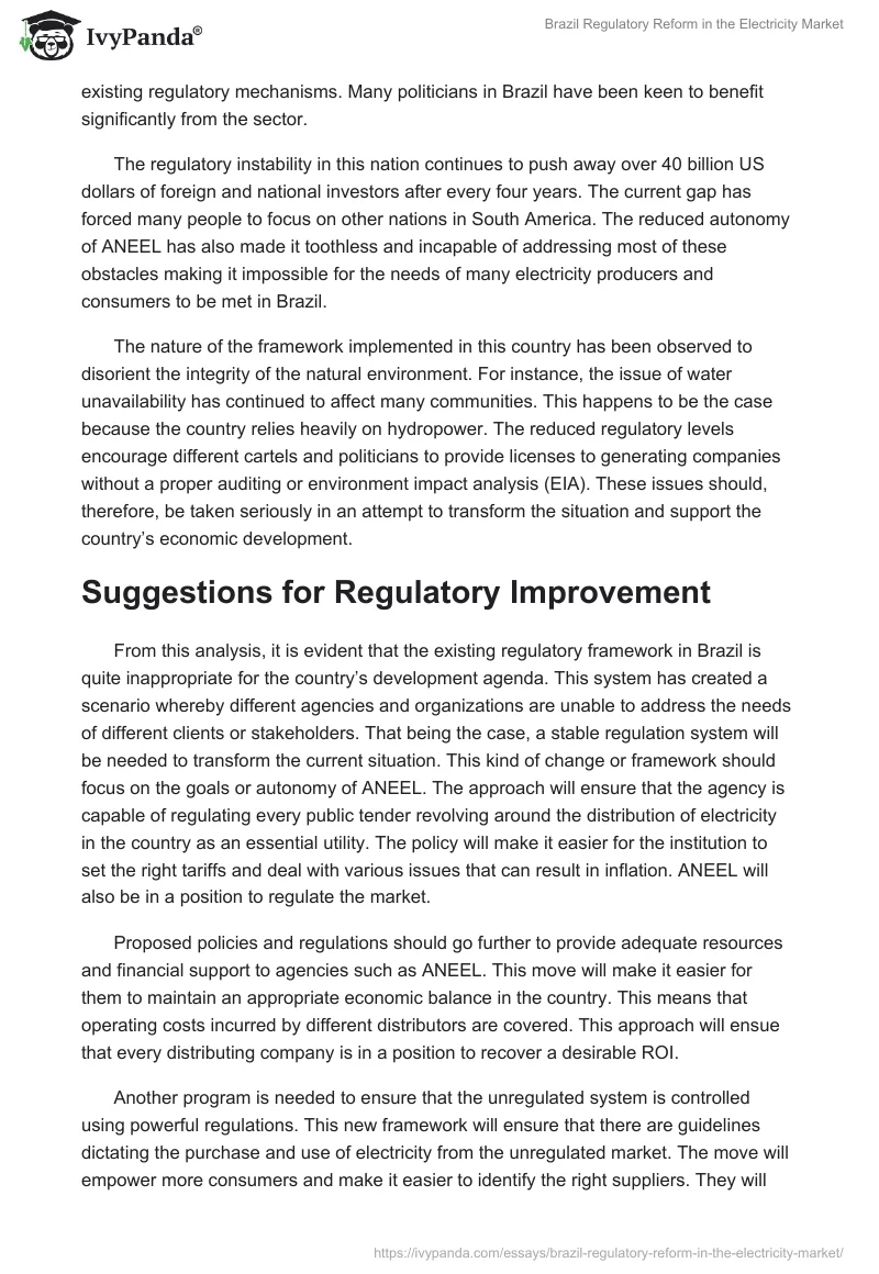Brazil Regulatory Reform in the Electricity Market. Page 3