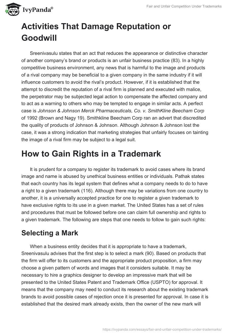Fair and Unfair Competition Under Trademarks. Page 5