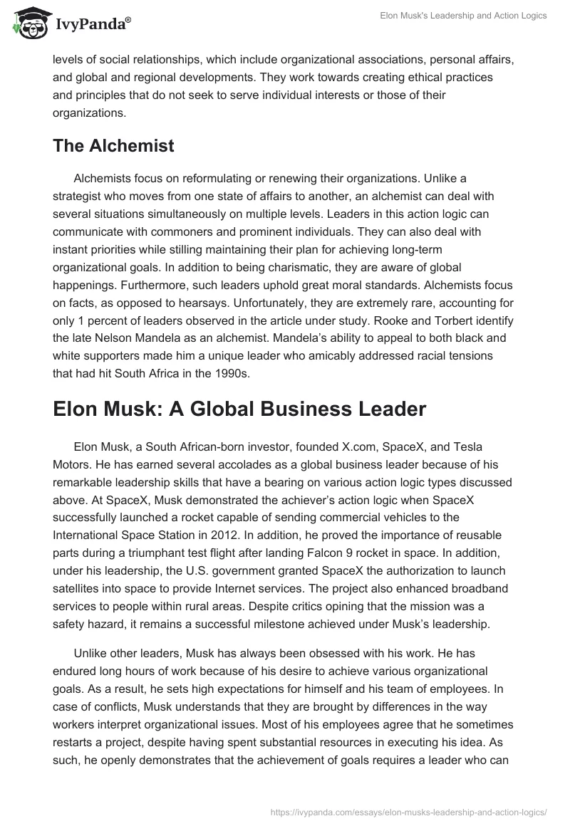Elon Musk's Leadership and Action Logics. Page 4