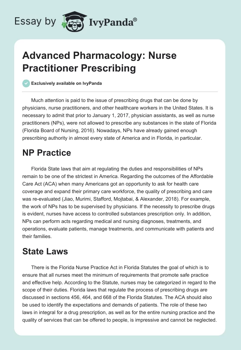 Advanced Pharmacology: Nurse Practitioner Prescribing. Page 1