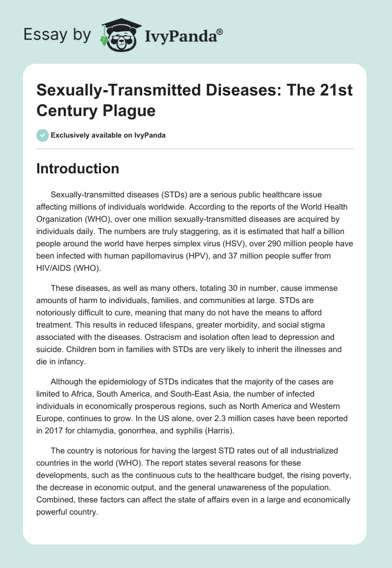 Sexually-Transmitted Diseases: The 21st Century Plague. Page 1