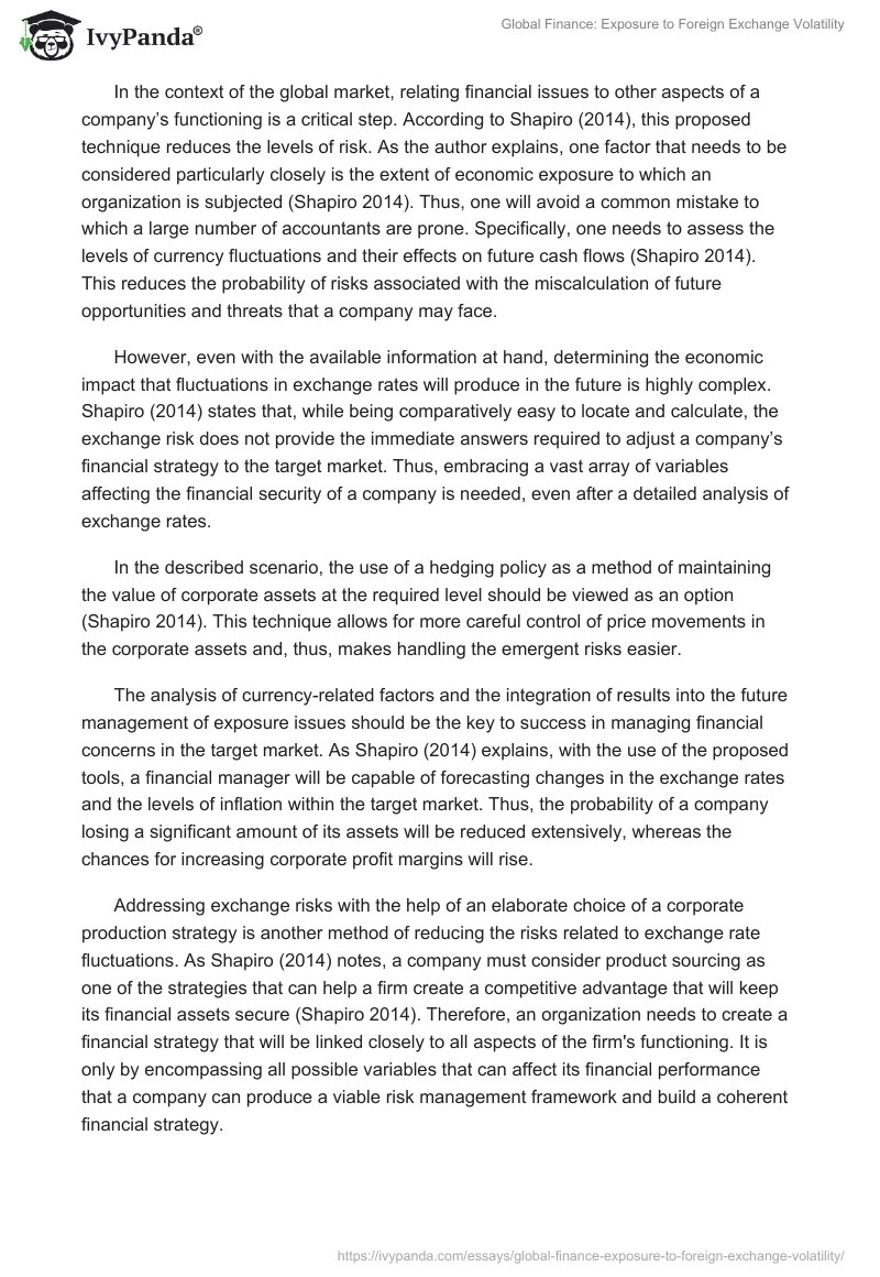 Global Finance: Exposure to Foreign Exchange Volatility. Page 2