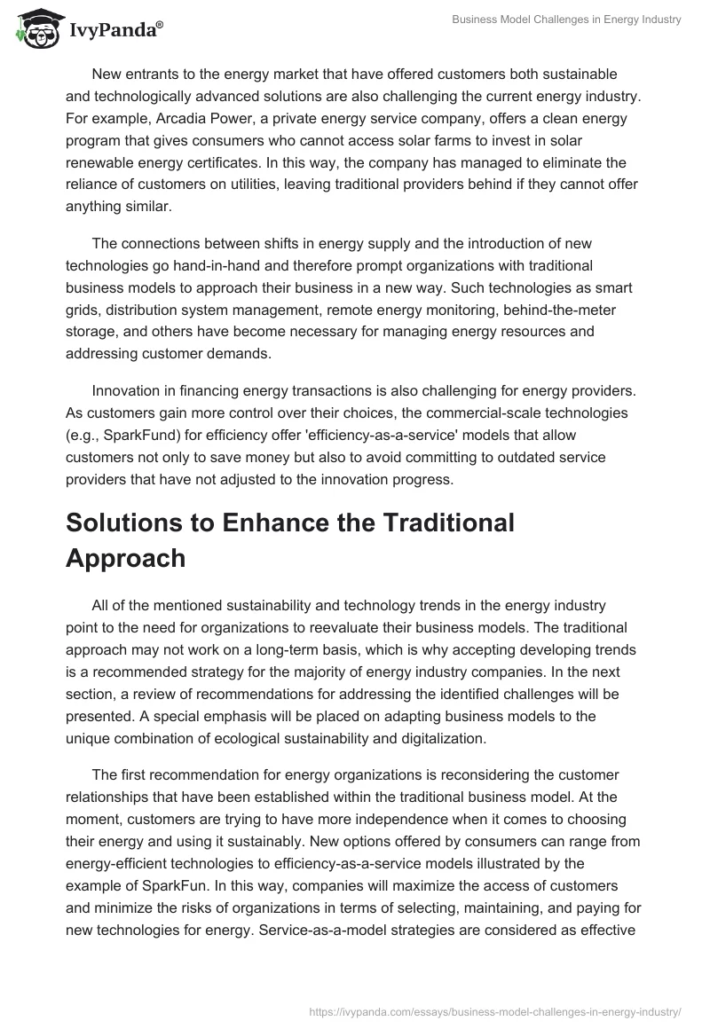 Business Model Challenges in Energy Industry. Page 2