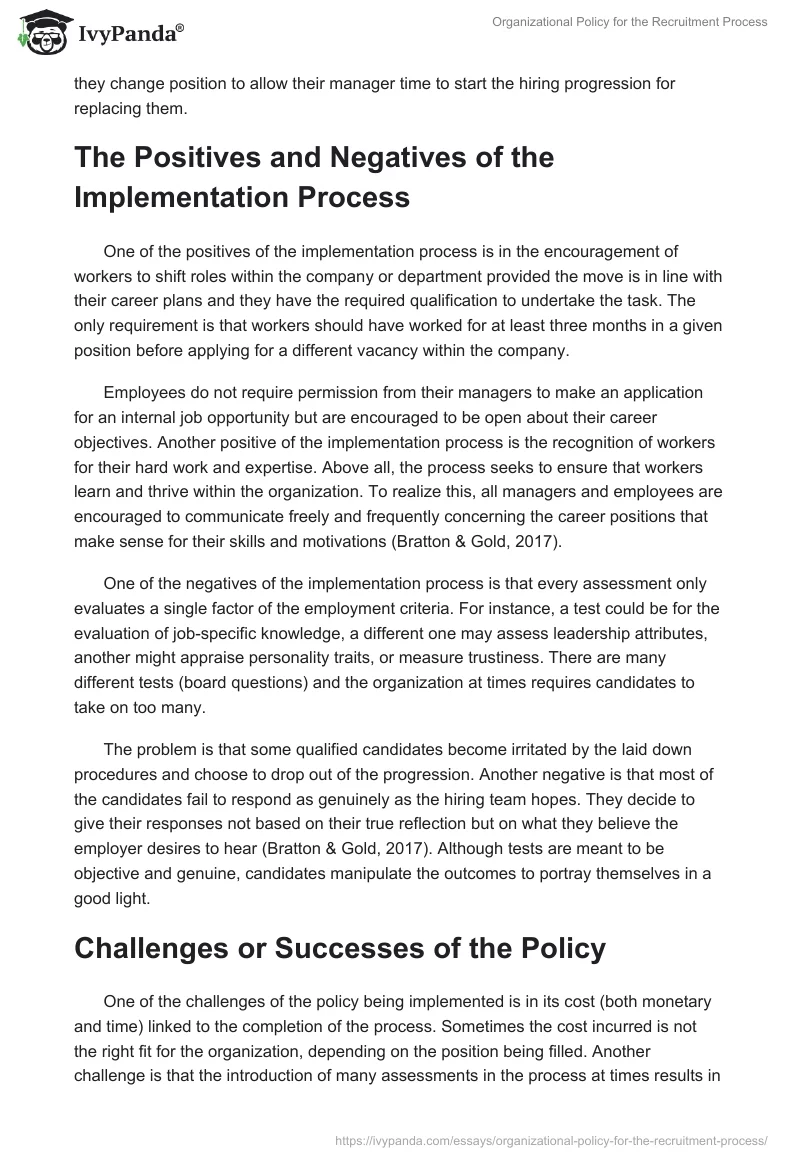 Organizational Policy for the Recruitment Process. Page 2