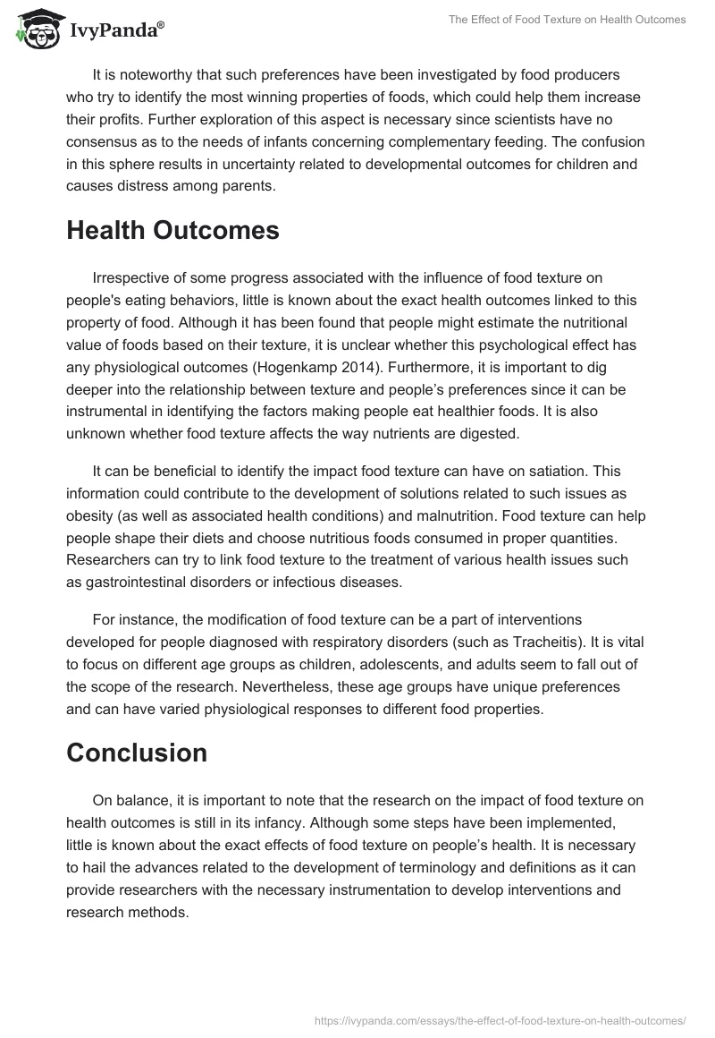 The Effect of Food Texture on Health Outcomes. Page 3