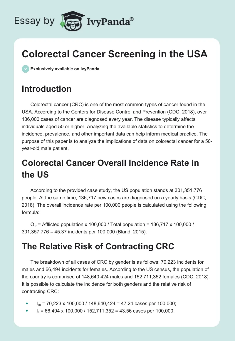 Colorectal Cancer Screening in the USA. Page 1