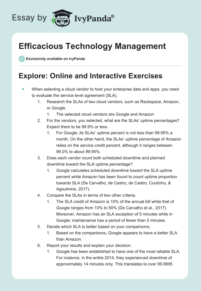 Efficacious Technology Management. Page 1
