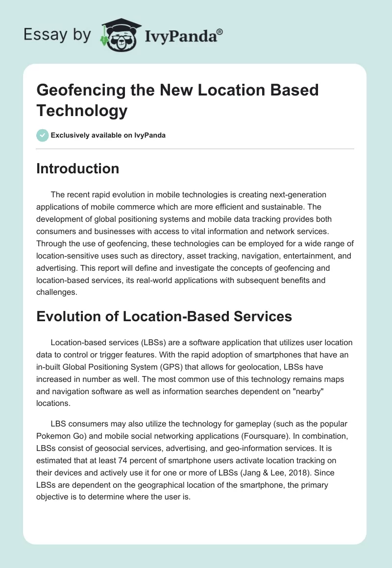 Geofencing the New Location Based Technology. Page 1