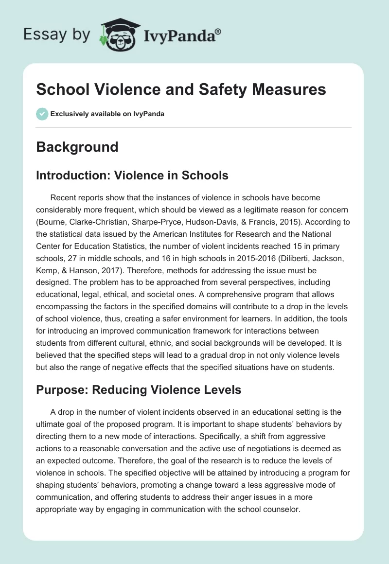School Violence and Safety Measures. Page 1
