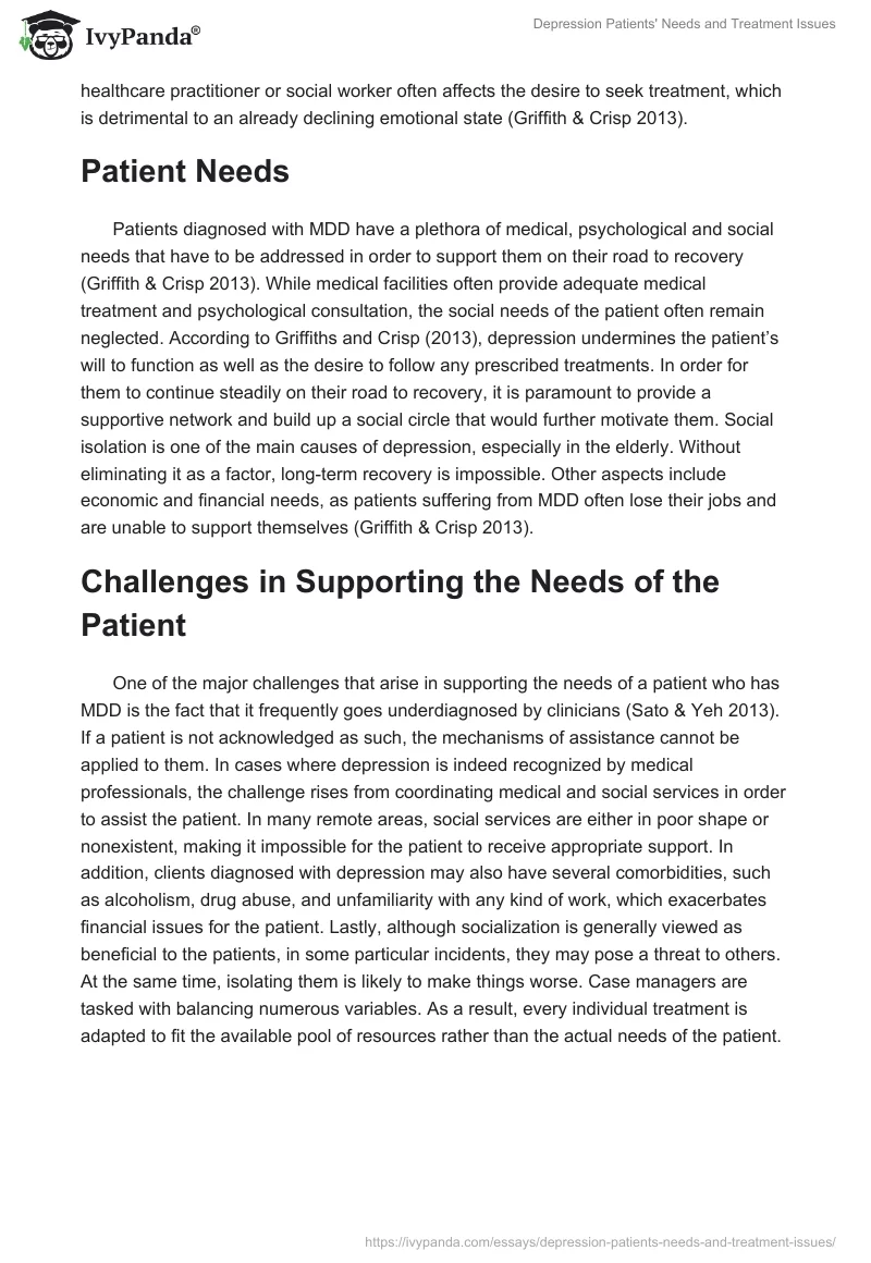 Depression Patients' Needs and Treatment Issues. Page 3