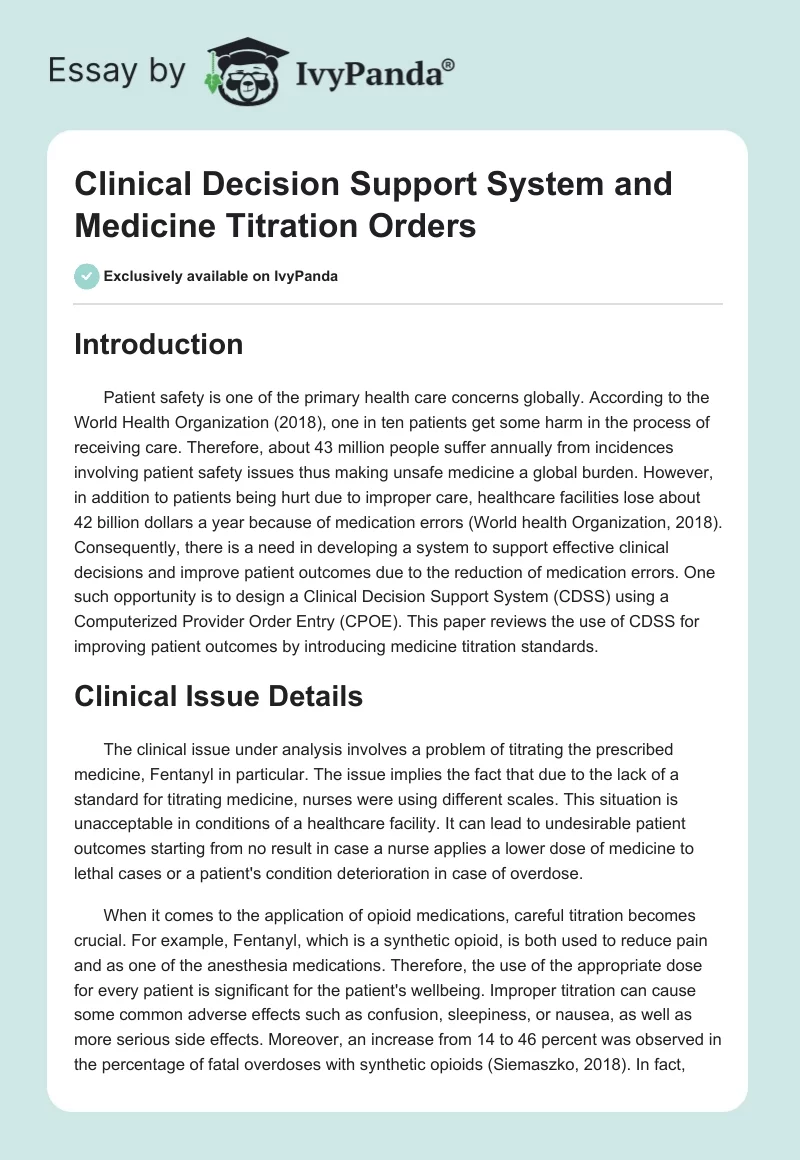 Clinical Decision Support System and Medicine Titration Orders. Page 1