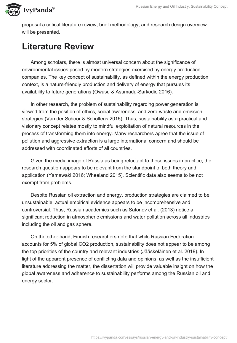 Russian Energy and Oil Industry: Sustainability Concept. Page 2