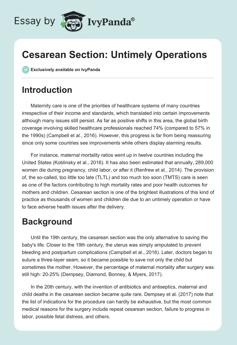 Cesarean Section: Untimely Operations. Page 1