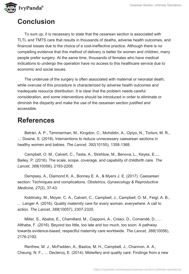 Cesarean Section: Untimely Operations. Page 3