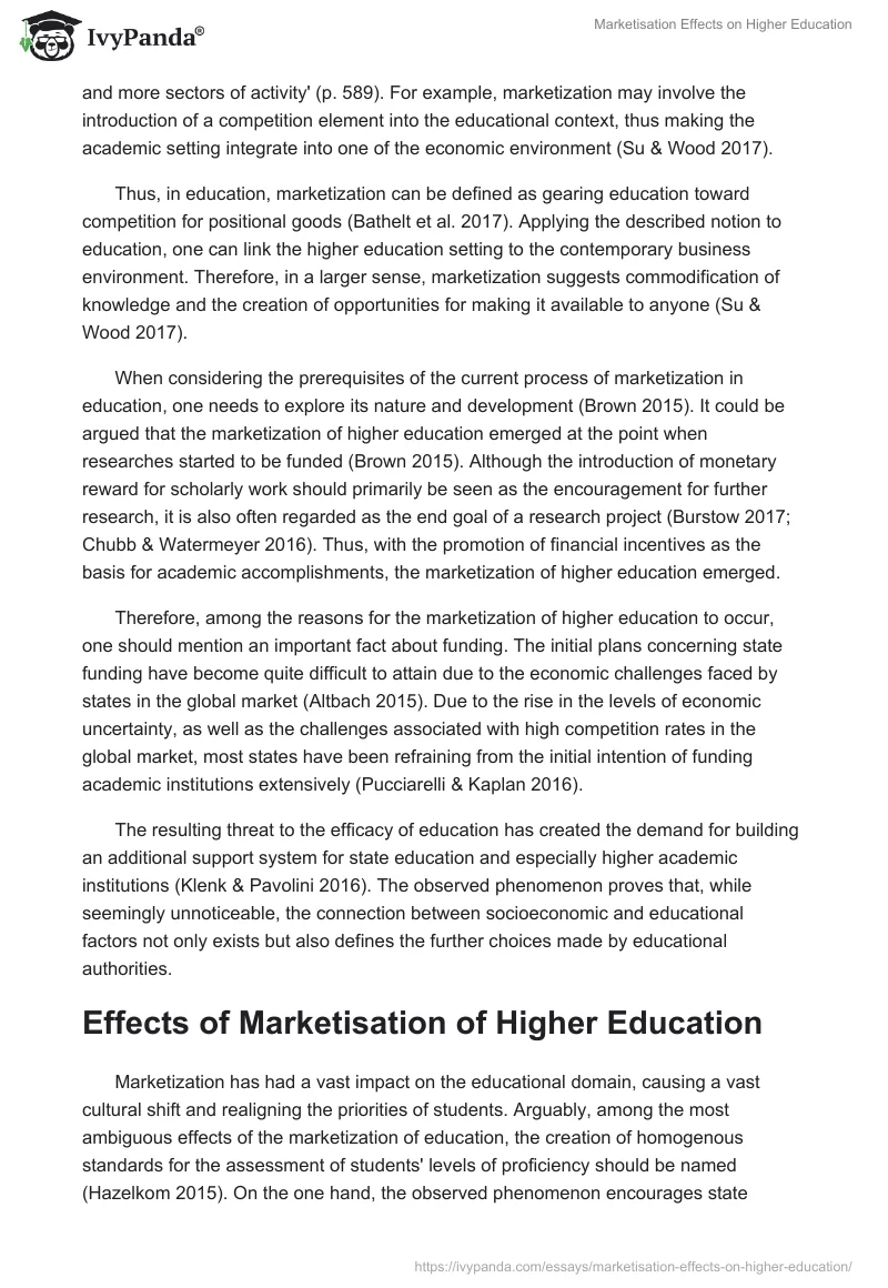 Marketisation Effects on Higher Education. Page 2