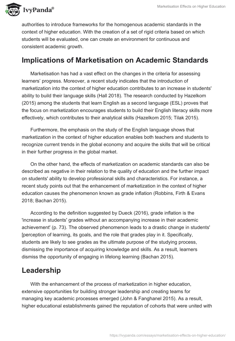 Marketisation Effects on Higher Education. Page 3