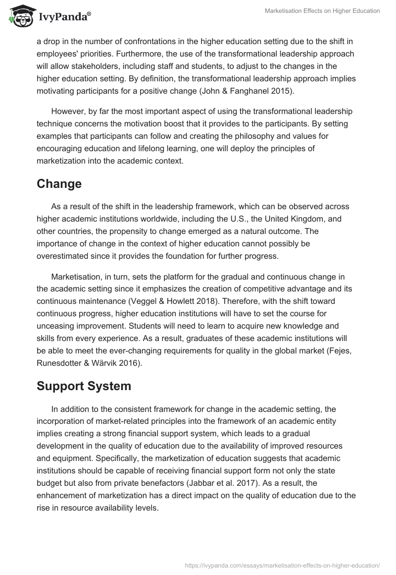 Marketisation Effects on Higher Education. Page 5