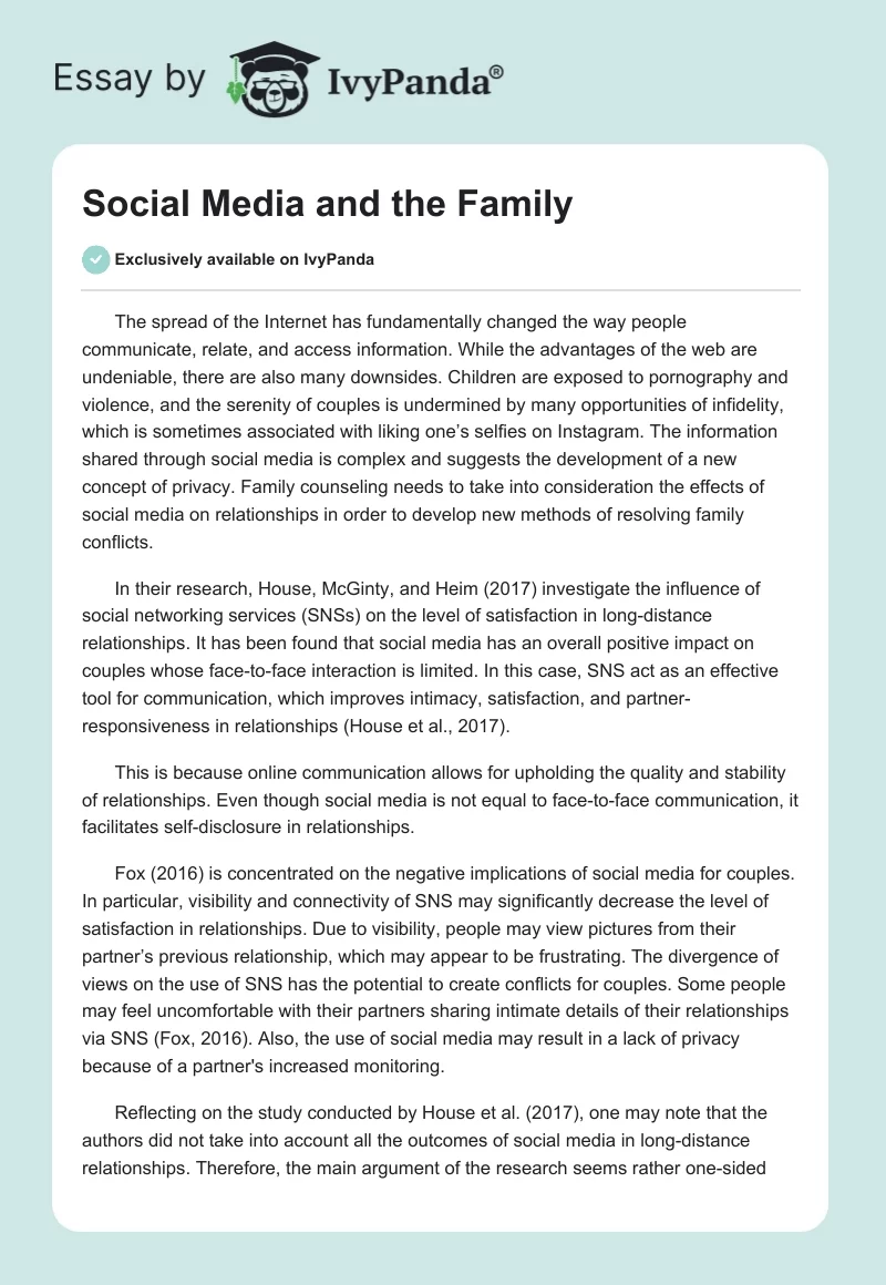 Social Media and the Family. Page 1