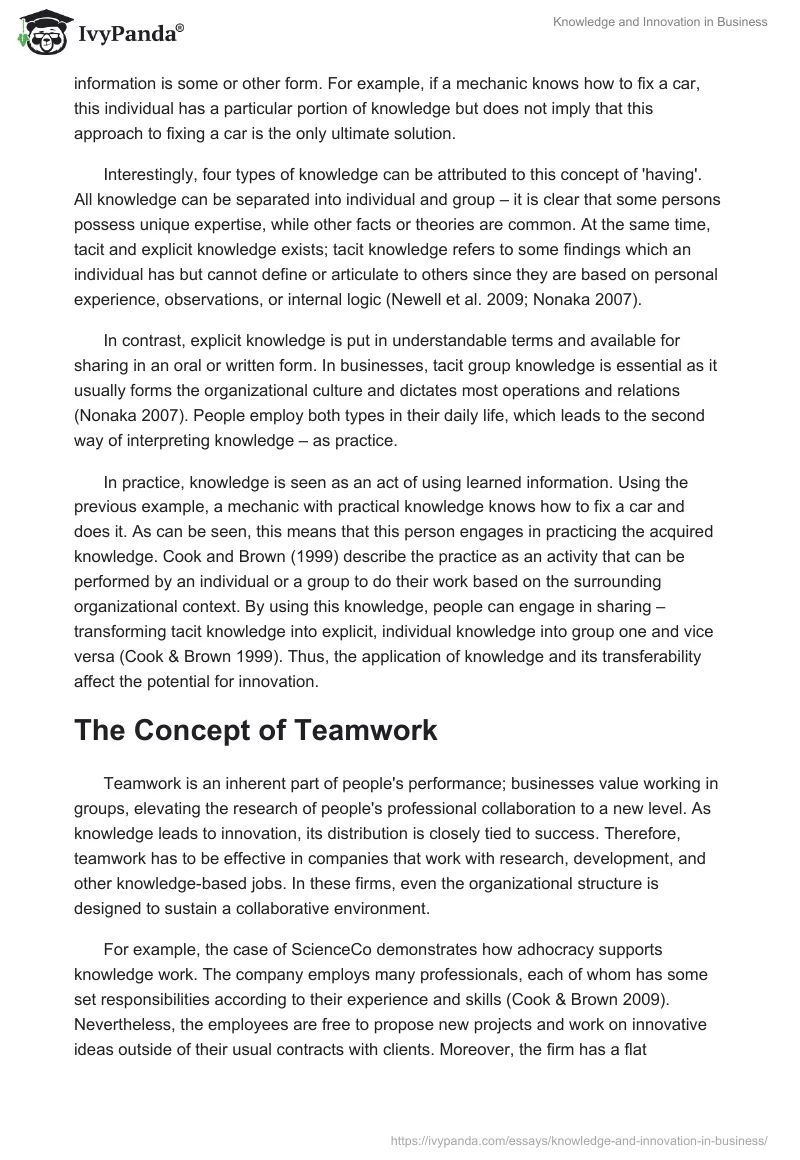 Knowledge and Innovation in Business. Page 2