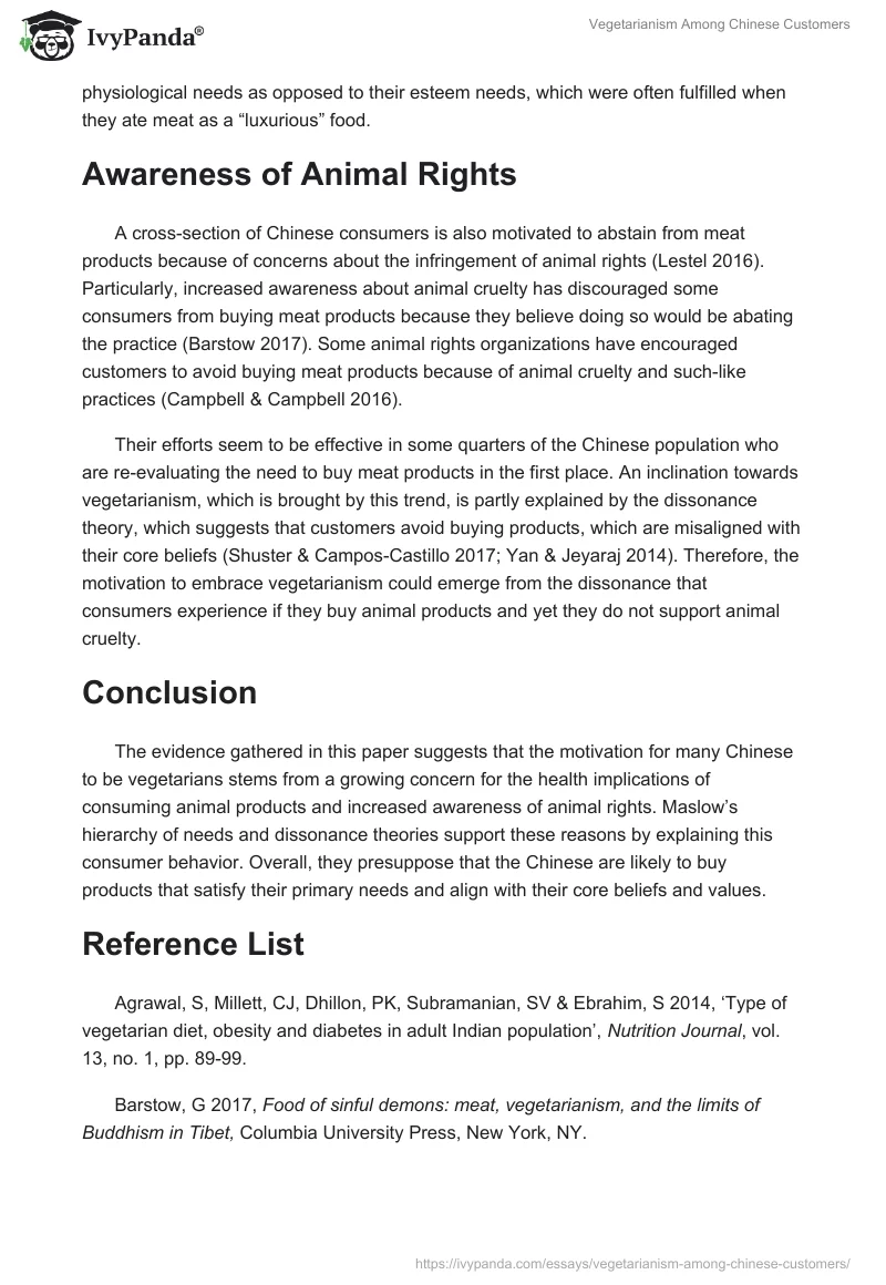 Vegetarianism Among Chinese Customers. Page 2
