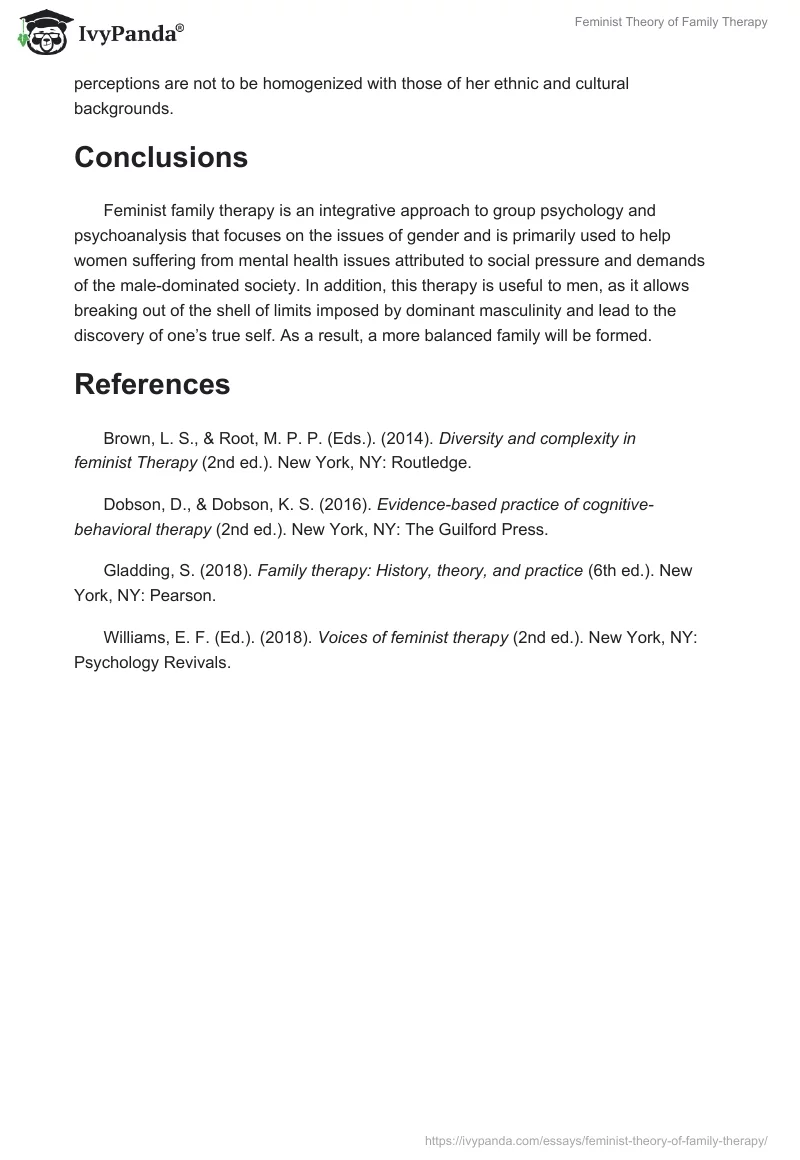 Feminist Theory of Family Therapy. Page 4