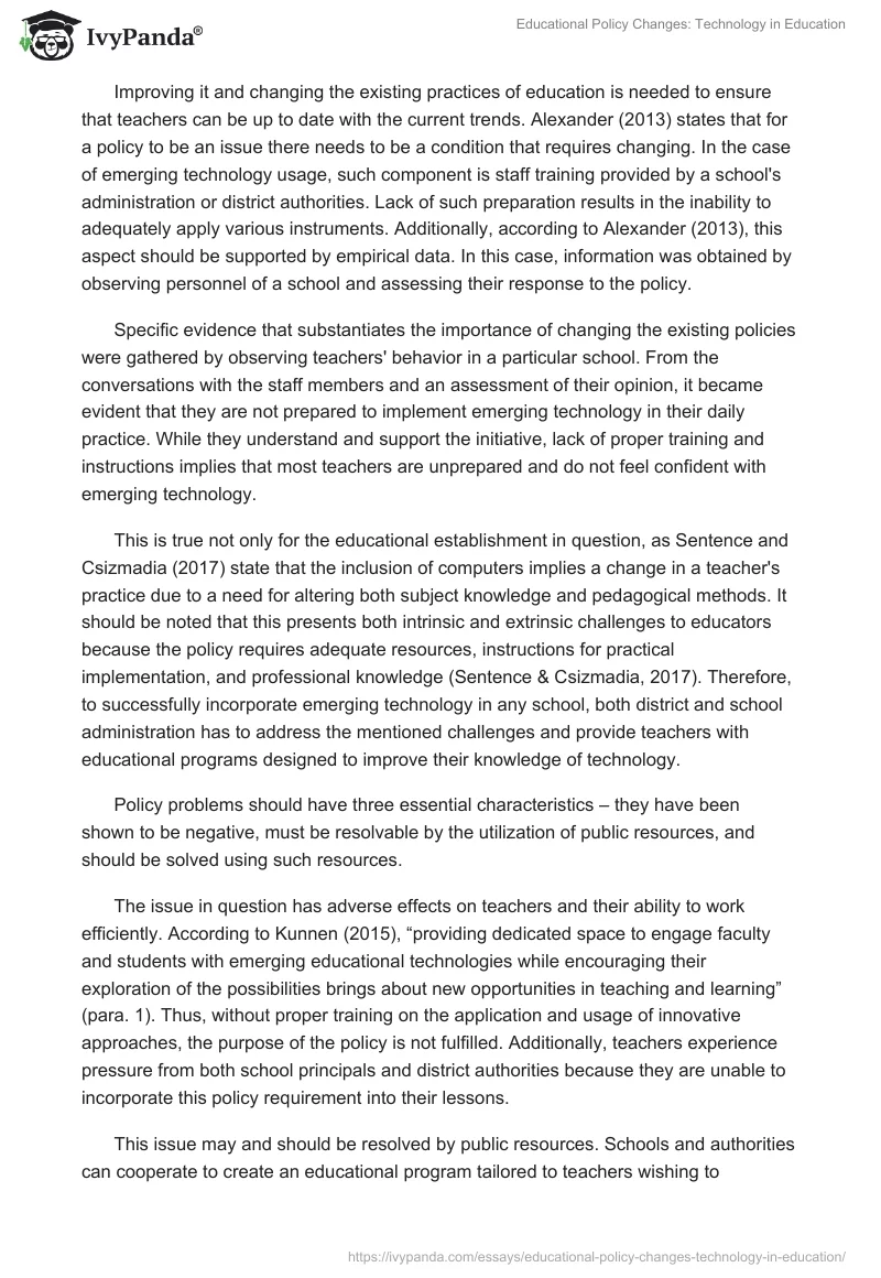 Educational Policy Changes: Technology in Education. Page 3