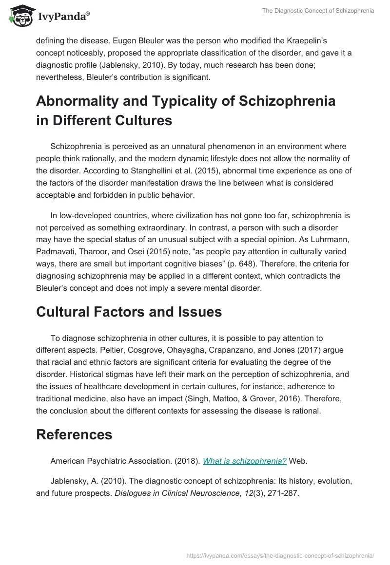 The Diagnostic Concept of Schizophrenia. Page 2