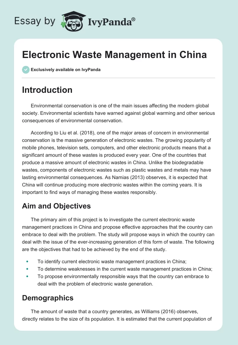 Electronic Waste Management in China. Page 1