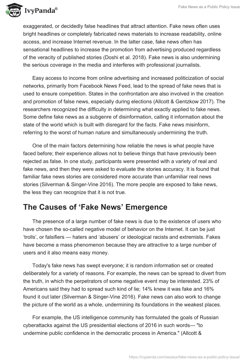 "Fake News" as a Public Policy Issue. Page 2