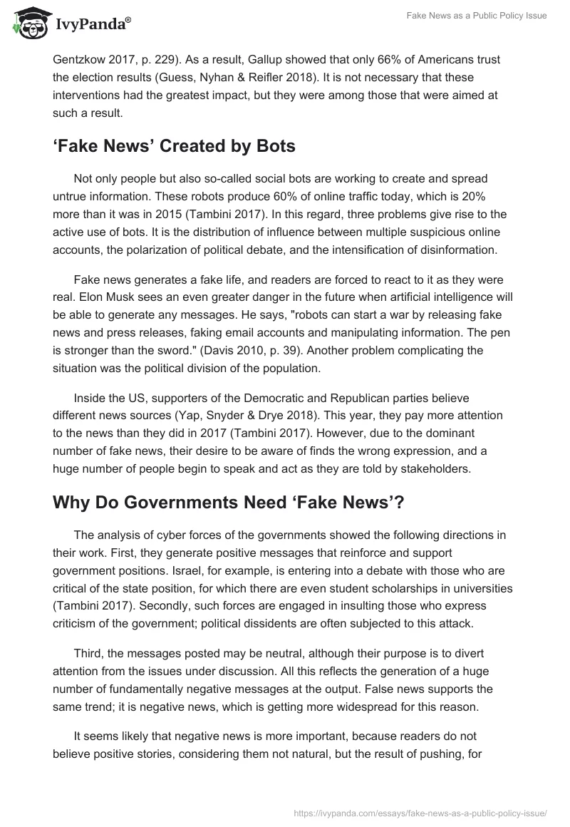 "Fake News" as a Public Policy Issue. Page 3