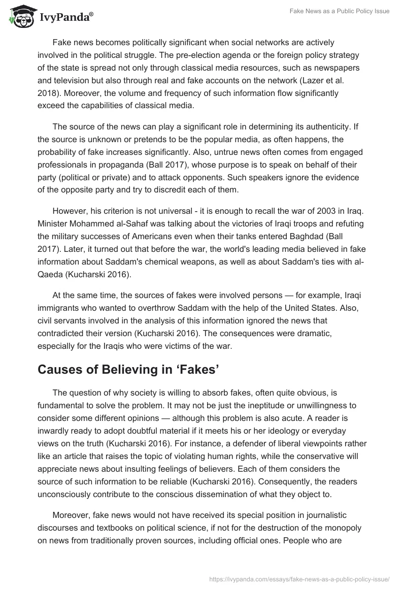"Fake News" as a Public Policy Issue. Page 5
