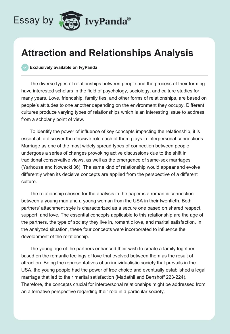Attraction and Relationships Analysis. Page 1