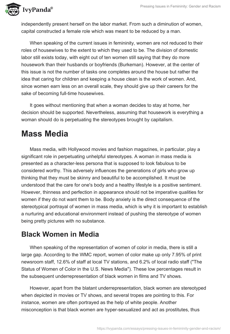 Pressing Issues in Femininity: Gender and Racism. Page 2