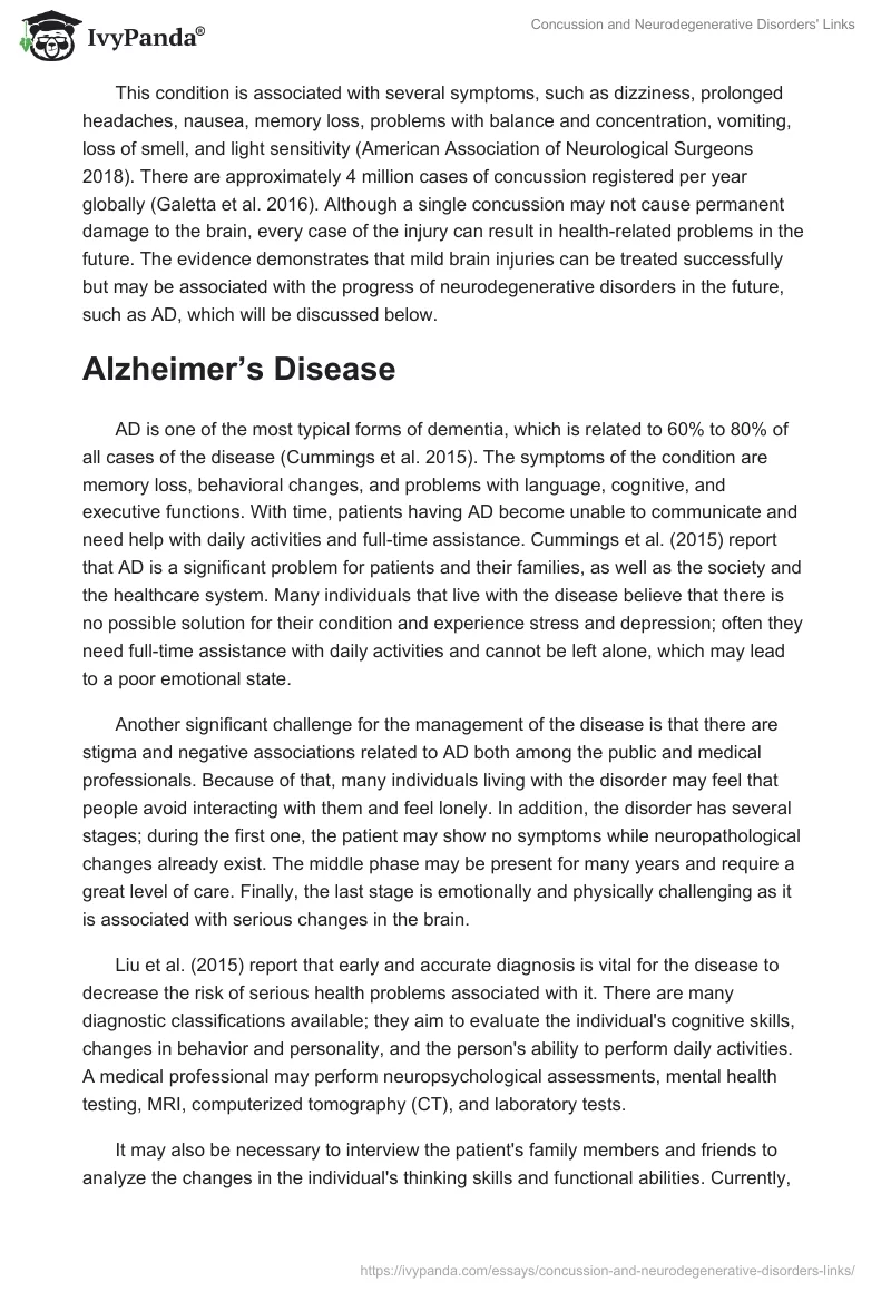 Concussion and Neurodegenerative Disorders' Links. Page 2