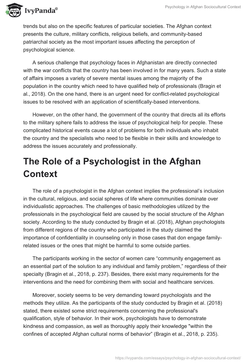 Psychology in Afghan Sociocultural Context. Page 2
