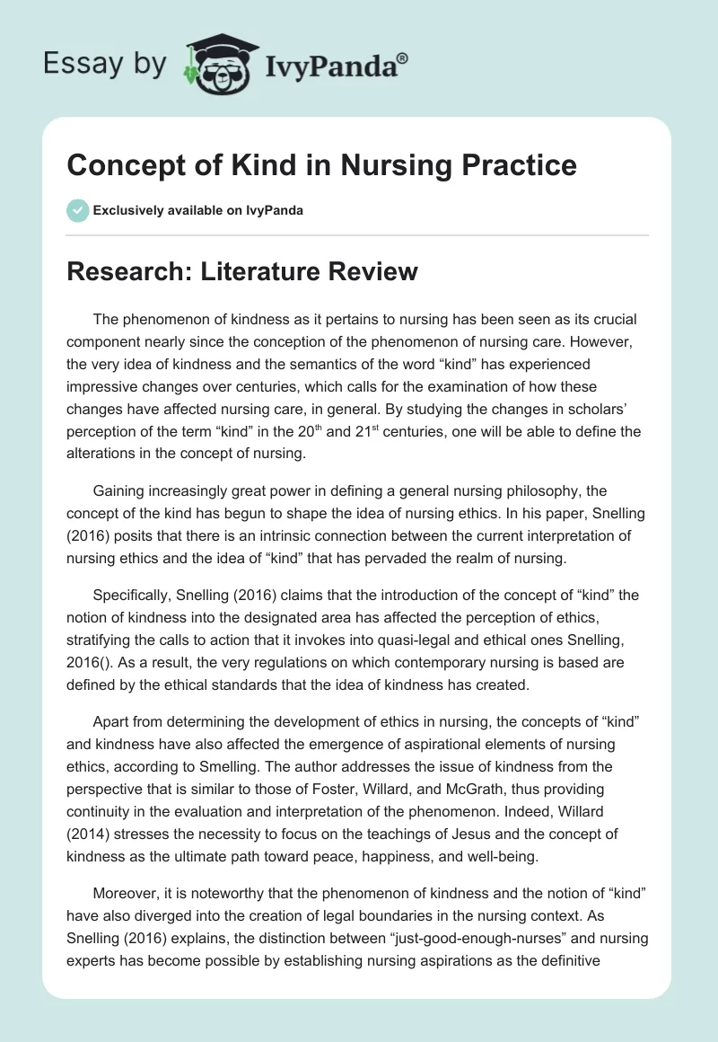 Concept of Kind in Nursing Practice. Page 1