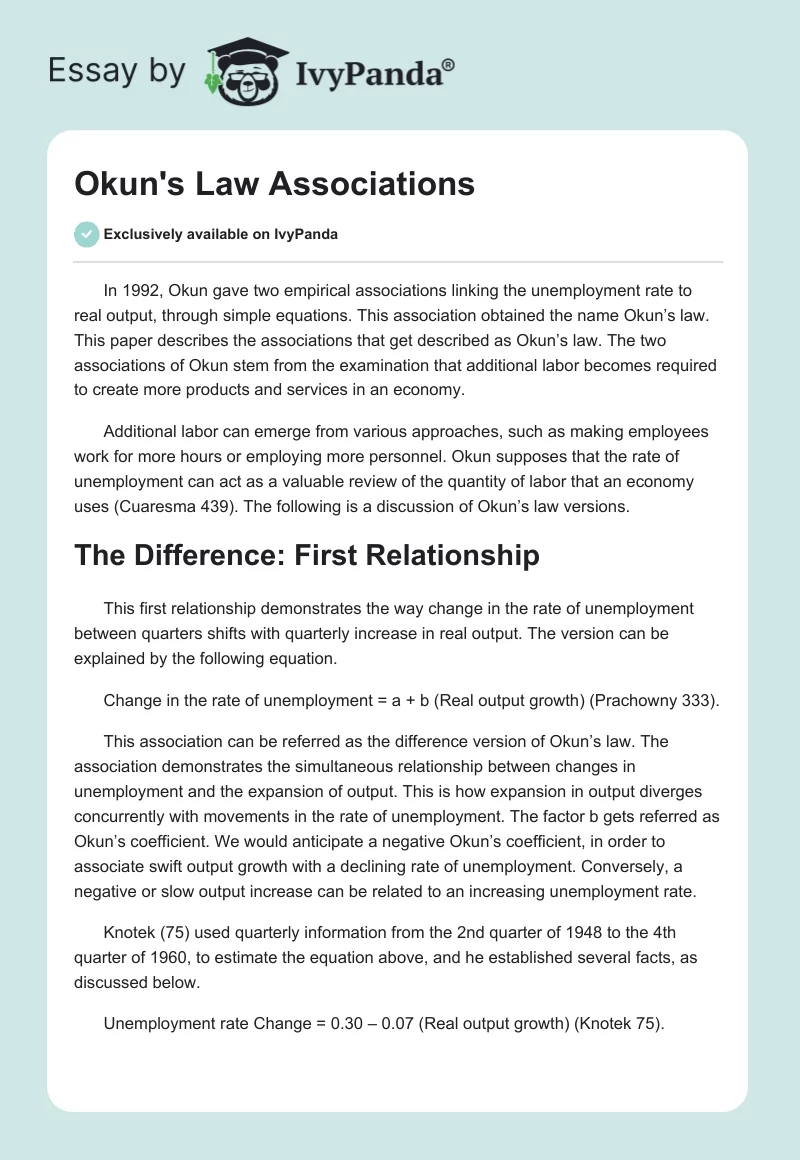 Okun's Law Associations. Page 1