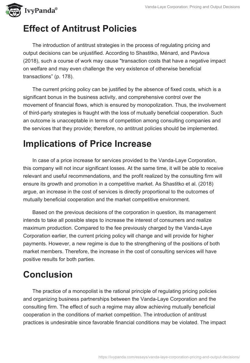 Vanda-Laye Corporation: Pricing and Output Decisions. Page 2